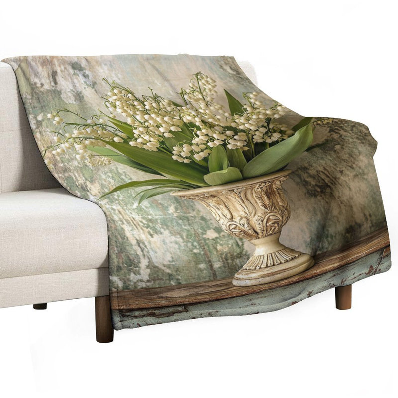 Jeté de luxe en flanelle Lilyofthevalleybouquetinornateurn, 60 x 80 po