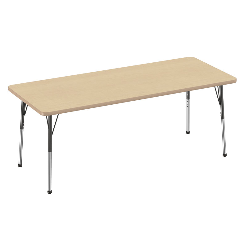 Table d'activité rectangulaire à hauteur réglable en forme de T, 30 po x 72 po, Érable / érable / noir