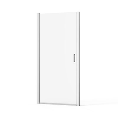 34"x72" Pivot Shower Door, 1/4 Inch Thick Tempered Glass Swing Shower Door In Silver Finish, Semi-frameless 