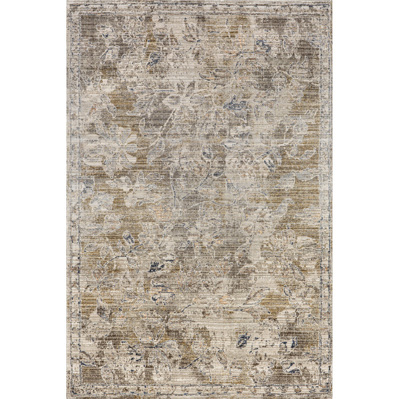 Zenni Vintage Floral Indoor/Outdoor Machine Washable Area Rug, Rectangle 4' x 6'