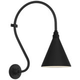 Thomas O'Brien, "Academy 15" Larrabee Barn Light in Matte Black with 9" White Conical Savannah Shade