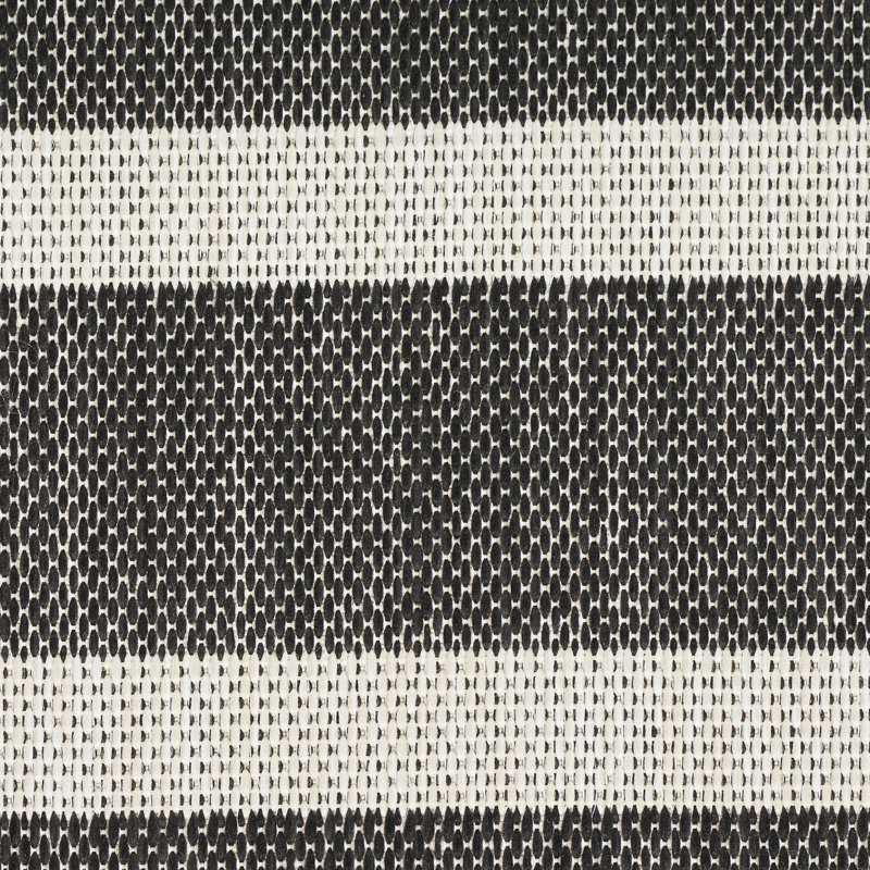 Shaila Striped Indoor / Outdoor Rug, Rectangle 8' x 10', Black/Ivory