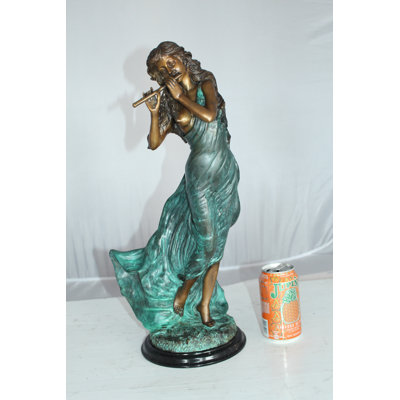 Herod Musical Girl Bronze Statue -  Size: 8"L x 7"W x 19"H.