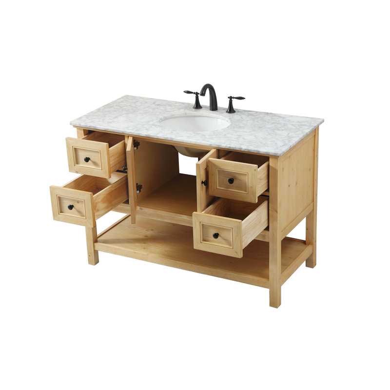 Ensemble de meuble-lavabo simple 48 po Bonsai, Bois naturel