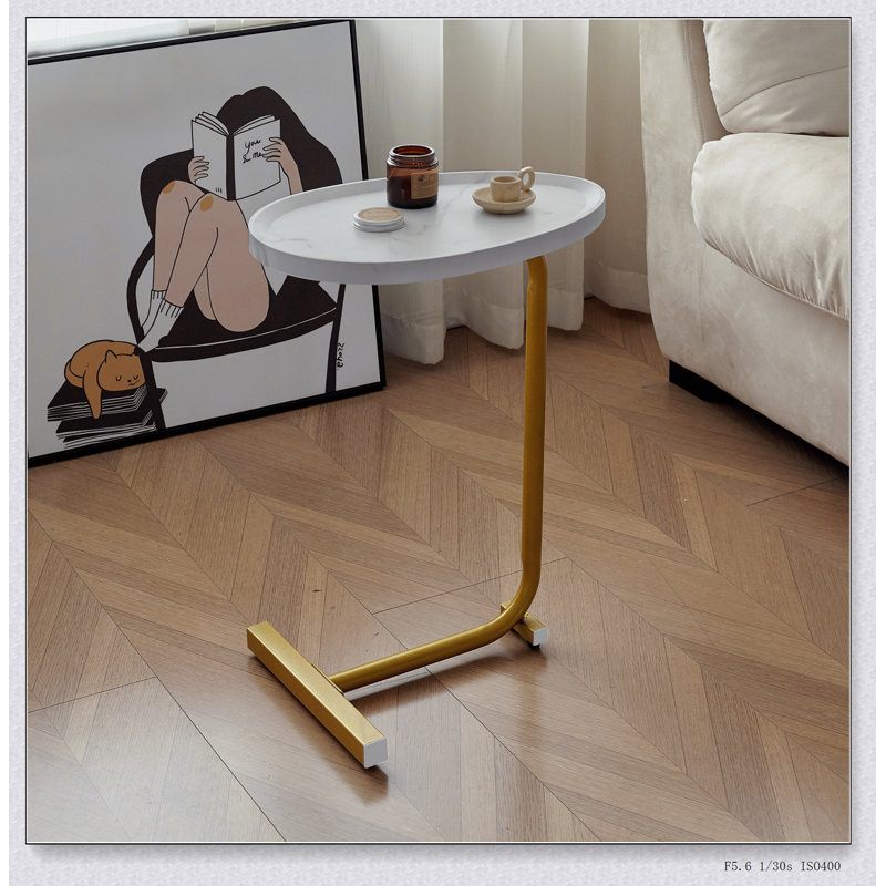 2-pieces C-shaped Side Table, C Shaped End Table, Side Table for Couch and Bed