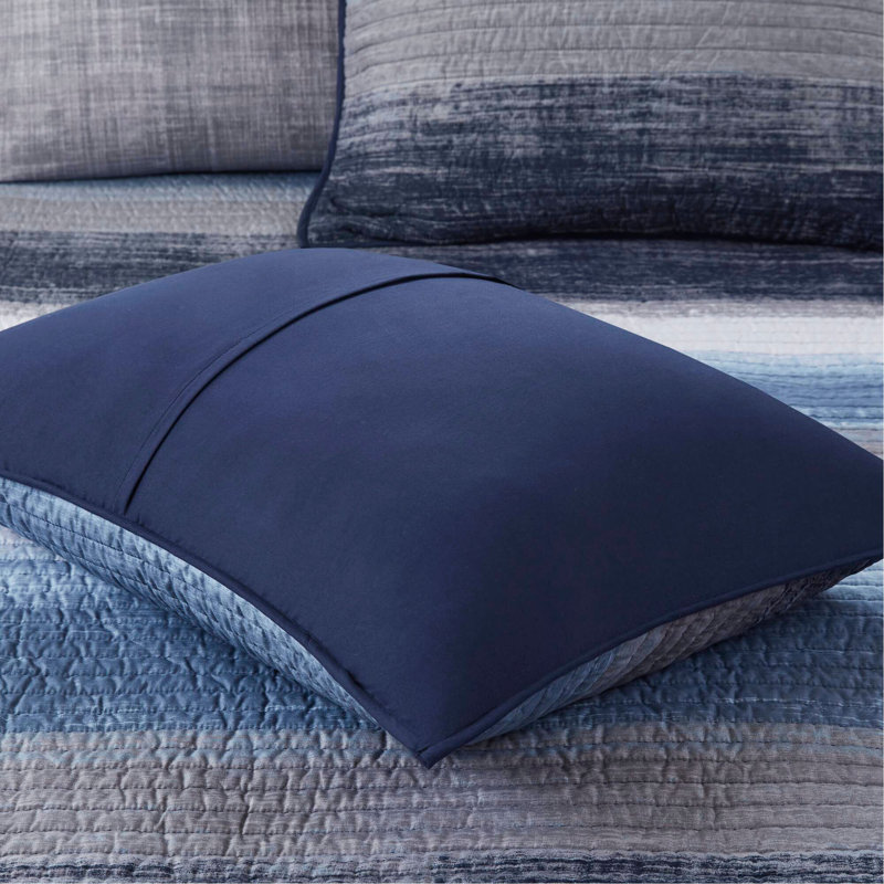 Ensemble de courtepointe 8 pièces avec draps en coton, Marine / multicolore