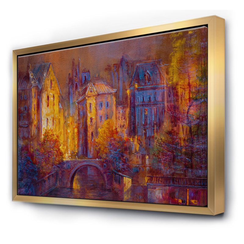 «Cityscape By the River II», reproduction sur toile flottante, Toile encadrée d'or, H 36 po x l 46 po x 1,5 po