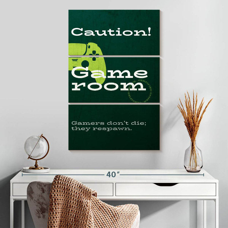 Caution Game Room Wall Sign, 32" H x 20" W