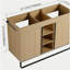 Armoire de salle de bain autoportante 48 po, 2 portes à fermeture douce et 3 tablettes de rangement ouvertes, emballage KD (meuble-lavabo seulement, sans lavabo)