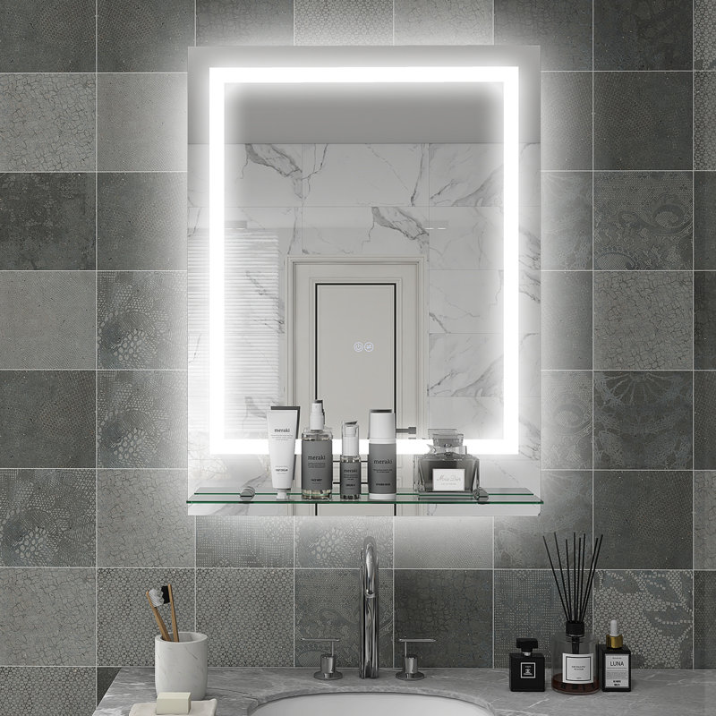 Neomi Rectangle Mirror with Shelves, 80cm x 60cm