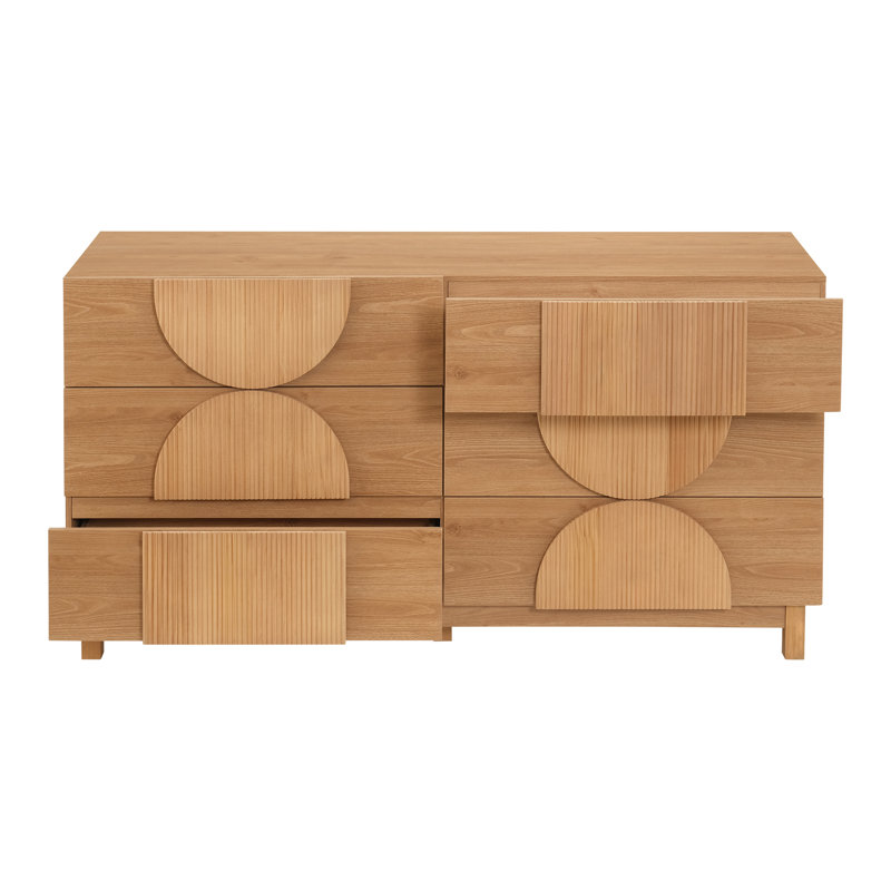 Commode double 6 tiroirs, Naturel