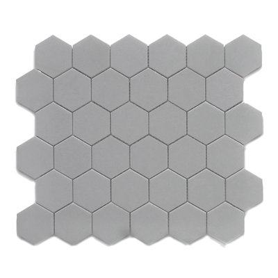 12X12 Hexagon matte Gray mosaic 2X2" 