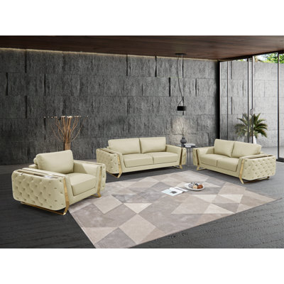 Ensemble de salon configurable en cuir 3 pièces Nissa