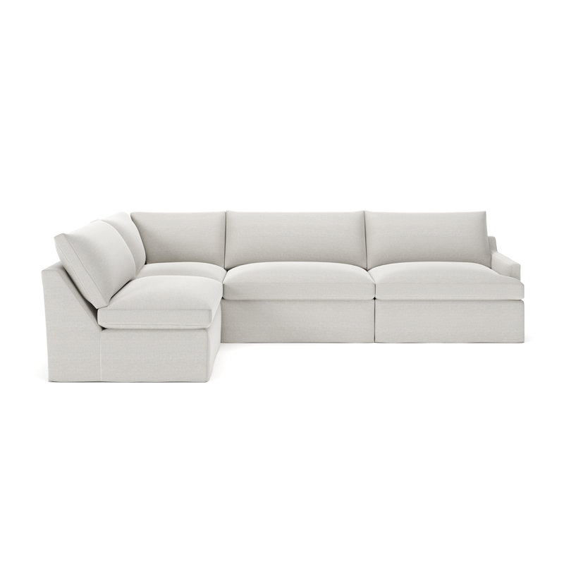 Canapé modulaire 4 pièces Wrenley, Tissage natté ivoire Drusky Sustain®, Orienté à gauche (vu de face)