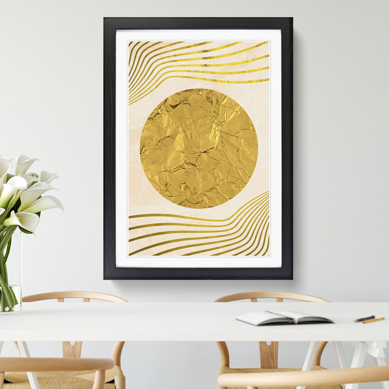 Golden Sun - Picture Frame Graphic Art, 65cm H x 48cm W x 2cm D, Black Framed