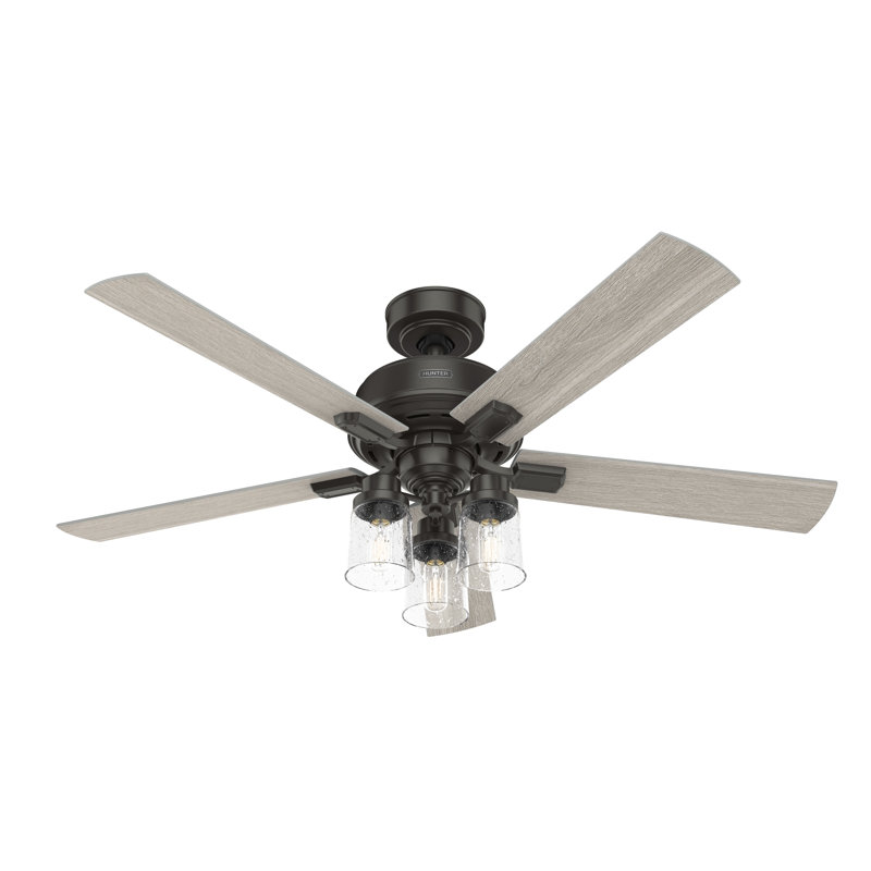 52" Hartland 5 - Blade Ceiling Fan with LED Light Kit and Handheld Remote, Noble Bronze
