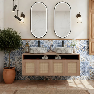Meuble-lavabo de salle de bain avec lavabo en céramique