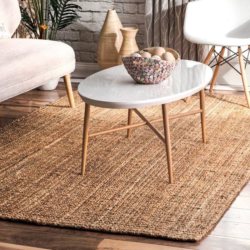 Bierstadt Solid Colour Jute / Sisal Hand Woven Area Rug, Rectangle 183 x 274cm