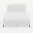 Solid Wood Queen Size Boucle Platform Bed with Geometric Headboard in Cream White with DIY Multicolor RGB Lights-118676340-118676342