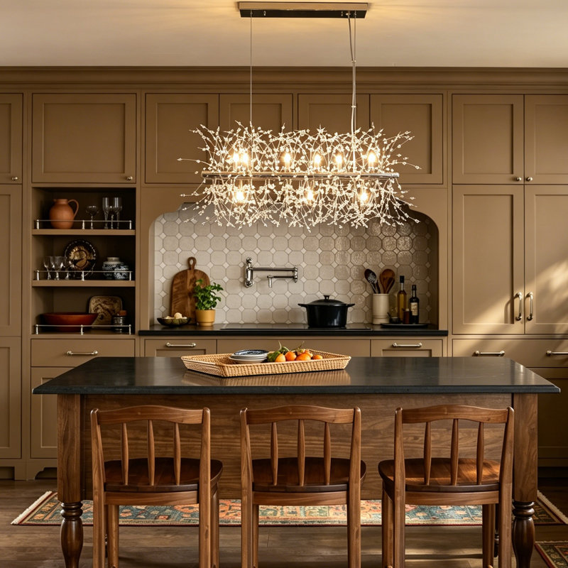 Lustre linéaire moderne et unique à 9 lumières Wallin, Doré