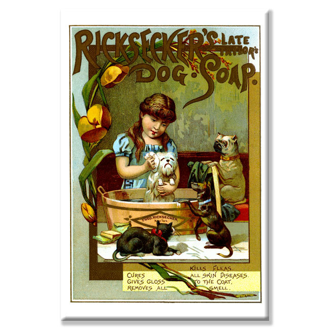 « ricksecker dog », publicité rétro sur toile tendue, H 36 po x l 24 po