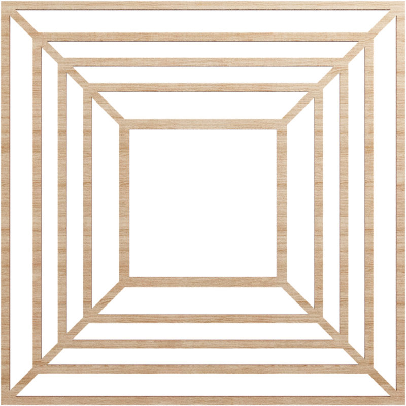 Médaillon de plafond en bois ajouré 30 po x P 11 po x T 1/4 po noyer Raven, Aulne, H 22 po x l 22 po x P 0,38 po