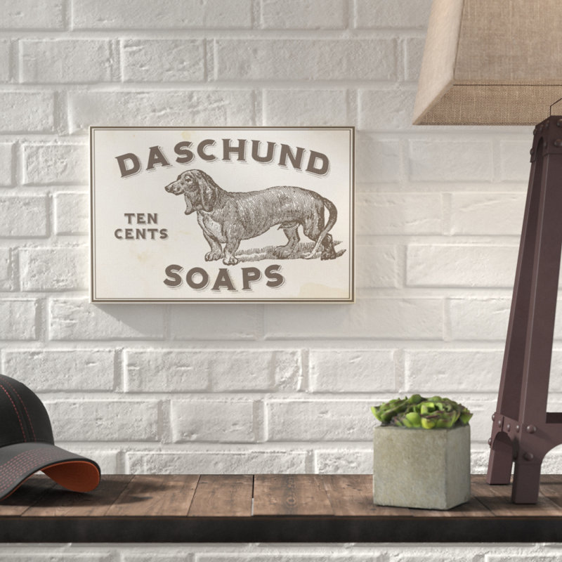 « teckel soap », art textuel sur enseigne, H 30 po x l 40 po, Toile tendue