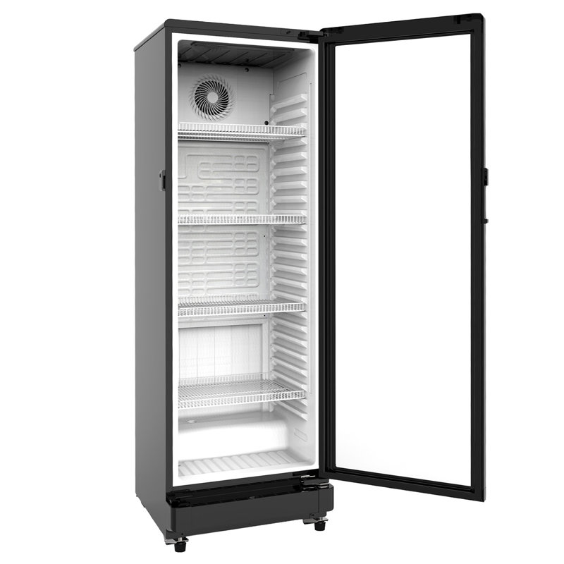8 Cu.Ft. Commercial Beverage Refrigerator Upright Beverage Display Cooler In Black With Glass Door