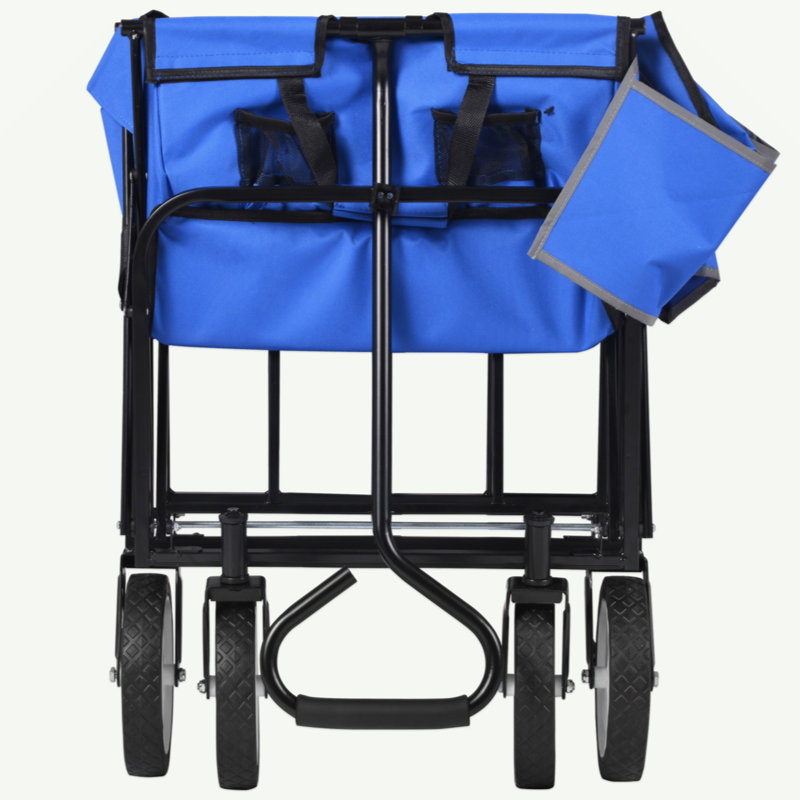 Folding Wagon Garden Shopping Beach Cart (Blue)