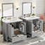 Ensemble de meuble-lavabo 60 po avec lavabos doubles, lavabos en céramique, tablettes de rangement et tiroirs divisés pour salle de bain moderne-129184487