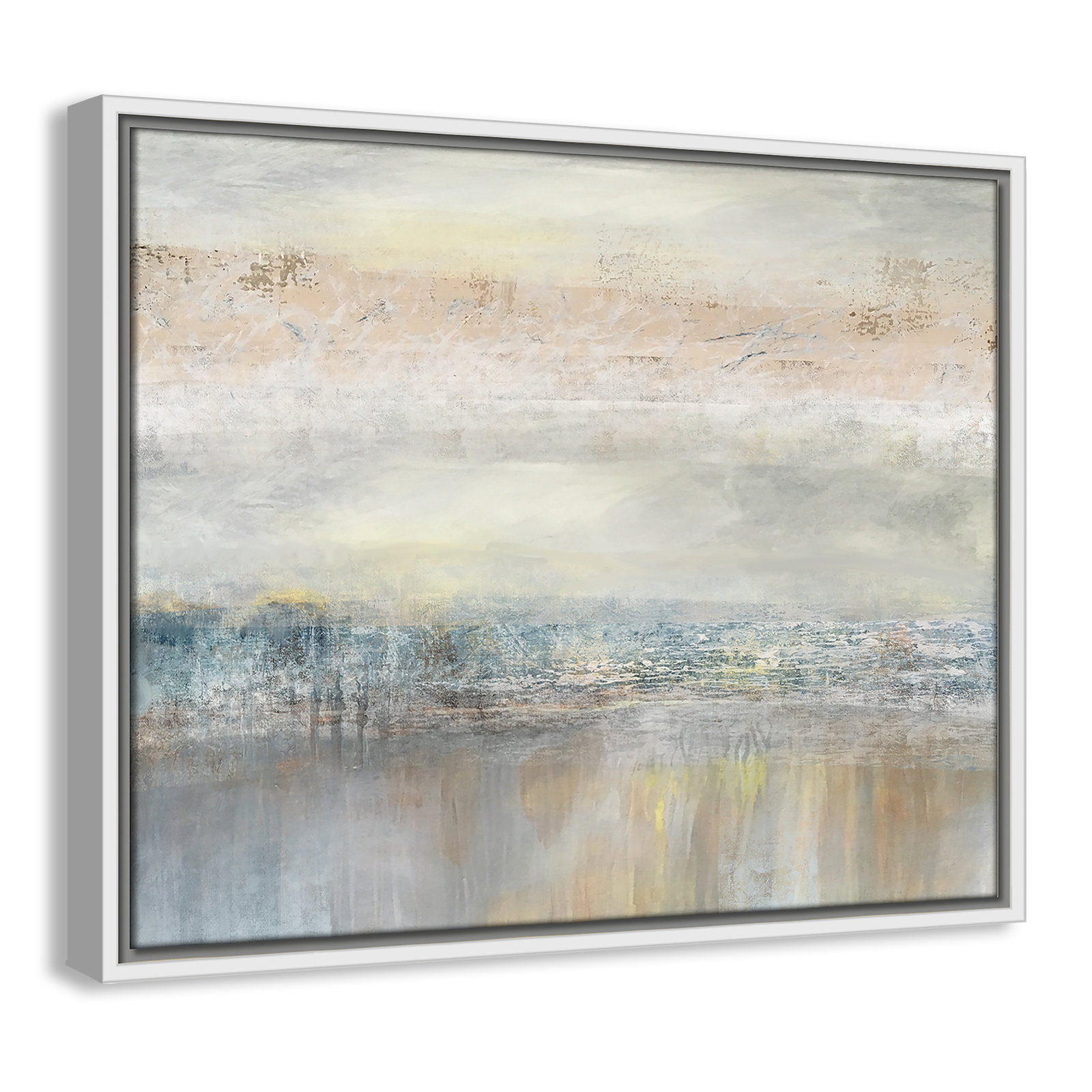 Electra "From A Distance" Painting by Nan, 17.5" H x 21.5" W, Picture Framed Canvas, White