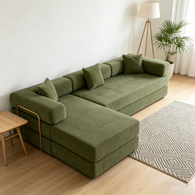 Canapé modulaire en L 108 po avec lit escamotable et dossier amovible 108 po, aucun assemblage requis