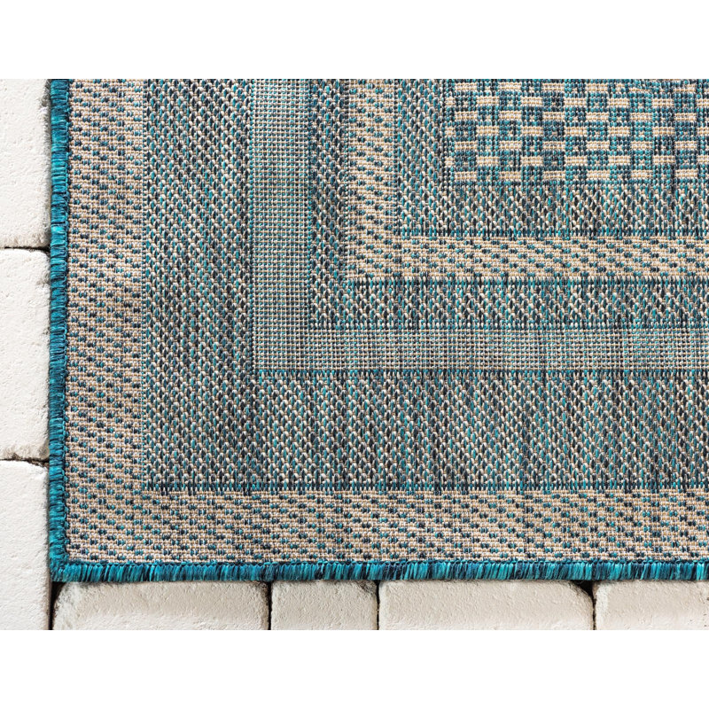 Tapis intérieur / extérieur Sevinc, Dark Teal, Rectangle 7'1" x 10'
