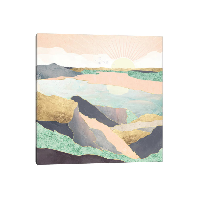 Sunrise Beach - impression d'art graphique, Toile tendue, Pas de tapis, H 12 po x l 12 po x P 0,75 po