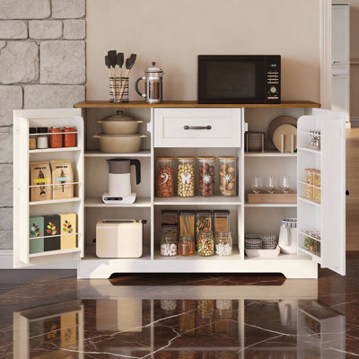 Buffet de 116 cm de large avec portes de garde-manger, tablettes ajustables et grand tiroir