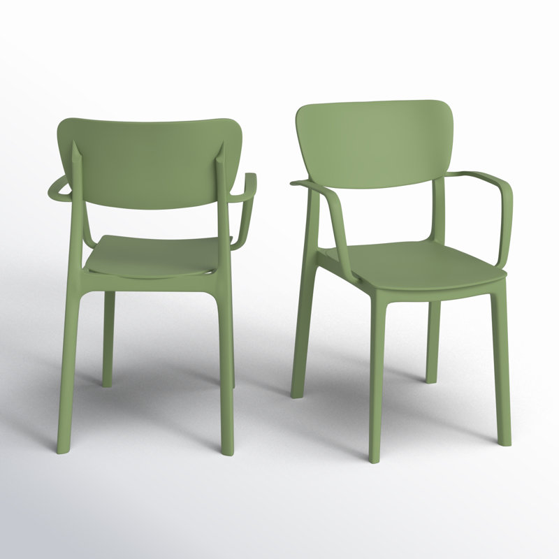 Chaise d'appoint empilable pour patio Farrah, Vert olive