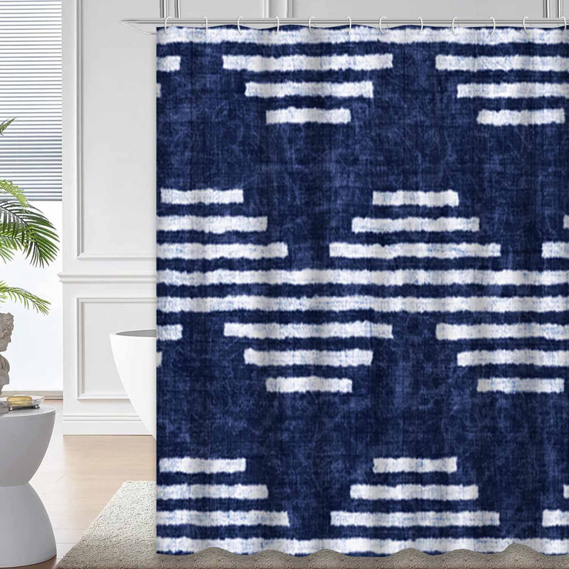 Rideau de douche bleu délavé bleu marine avec 12 crochets, L 72 po x l 78 po