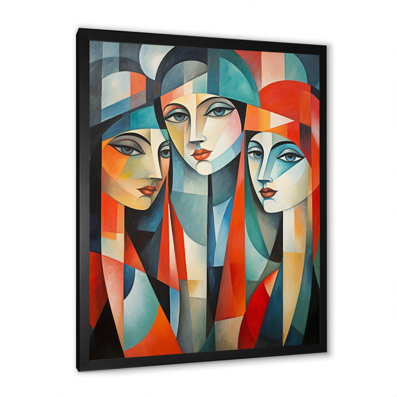 Irhaa cubisme Les Demoiselles Davignon II - impression, H 44 po x l 34 po x P 1,5 po, Cadre simple noir