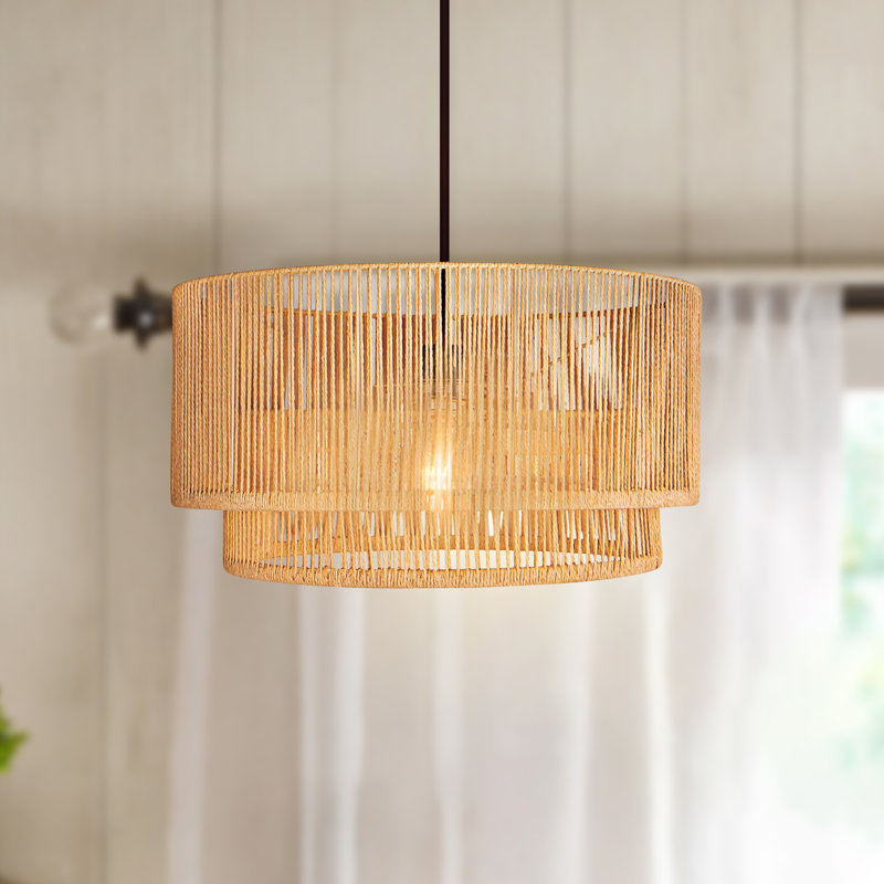 Luminaire suspendu en rotin 1 lumière Armelia