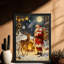 Père Noël rétro noir encadré avec art mural de style rétro-721950417