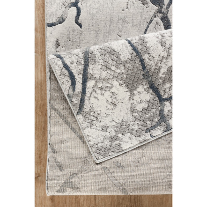 Tapis gris fabriqué à la machine, 5 pi 3 po X 7 po, style moderne contemporain, apparence 3D réaliste, confort, pour solarium et tapis pour animaux de compagnie avec motif abstrait et couleurs, fabriqué à la machine, doux et décontracté