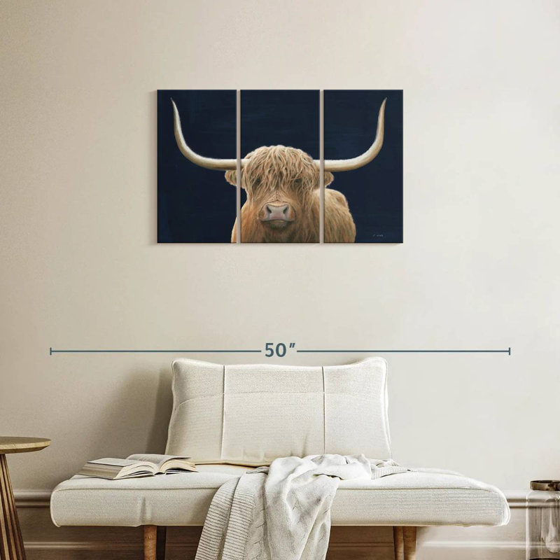 Brampt Highland Cow Navy, 20" H x 33" W