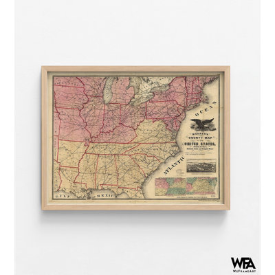 USA Forts Railroads Canals And Navigable Waters, 1862, impression de la carte de l'histoire des États-Unis, impression des chemins de fer américains, affiche de la carte de l'ancienne marine