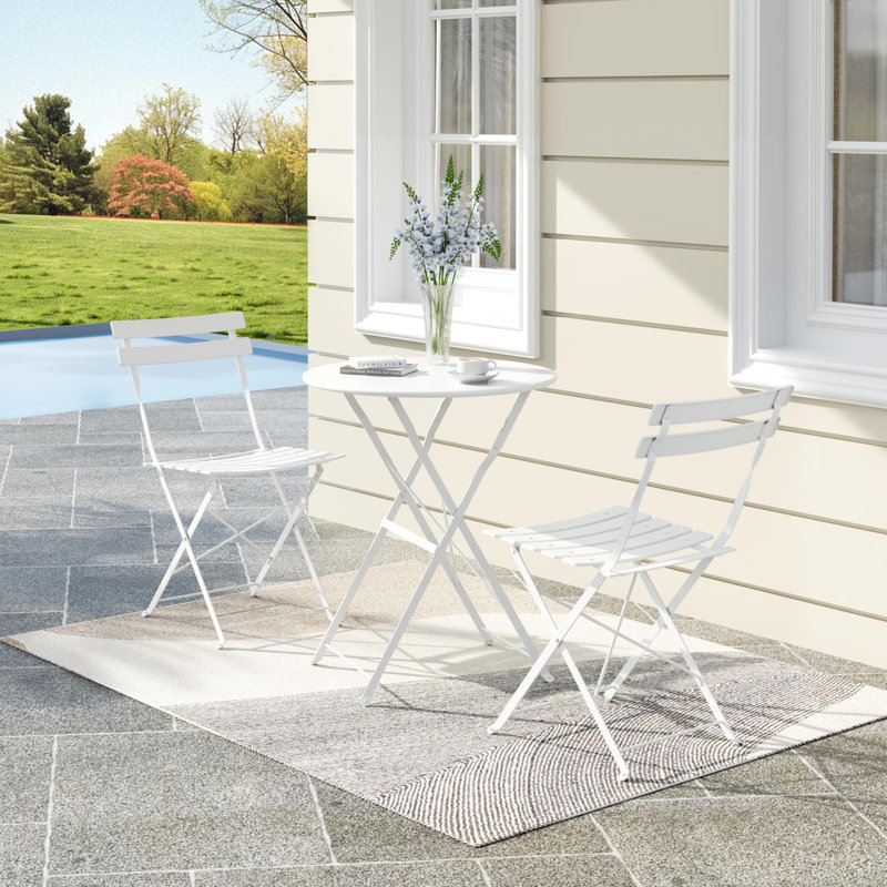 Ensemble bistro de patio pliant 3 pièces avec table et chaises - Mobilier d'extérieur résistant aux intempéries, structure en acier robuste pour balcon, cour ou jardin