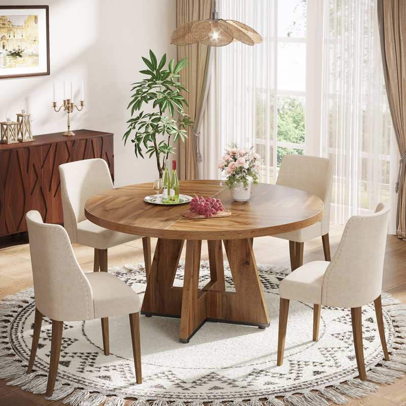 Liena 47'' Round Dining Table, Brown