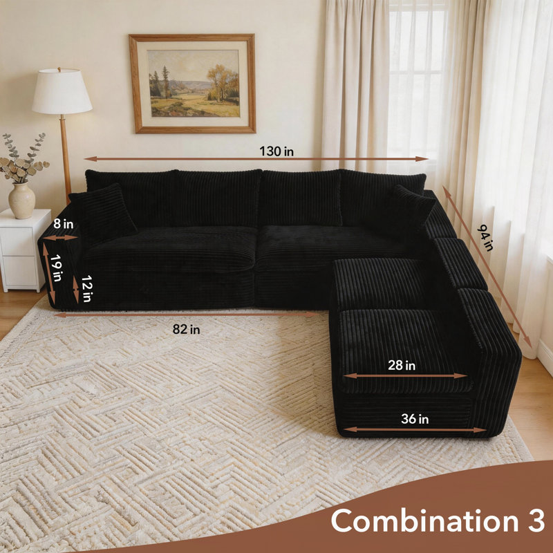 Canapé d'angle modulaire Cloud pour canapé d'angle modulaire en forme de U de 130 pouces, canapés de compression sans assemblage, canapé de sol confortable avec mousse à mémoire de forme