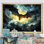 «Blue Watercolor Night Bat Charm I - Animal Bat», art mural