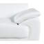 Cuir véritable blanc, bois franc séché au four, cadre avec éléments renforcés, 3 couches de mousse haute rembourrée, pieds en acier inoxydable, bois brésilien massif et coins améliorés, coussin, pieds, support