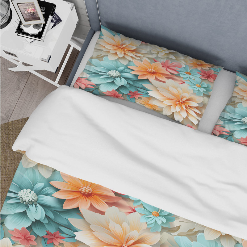 Literie Boho pastel floral Mandala Harmony, Housse de couette simple + 1 taie décorative stan