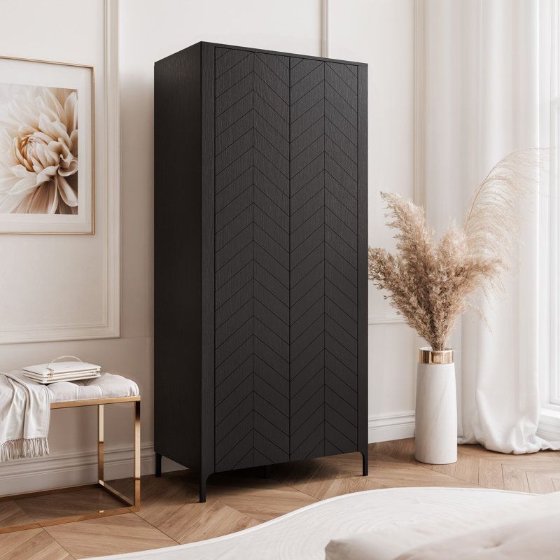 Manufactured Wood Wardrobe, Black